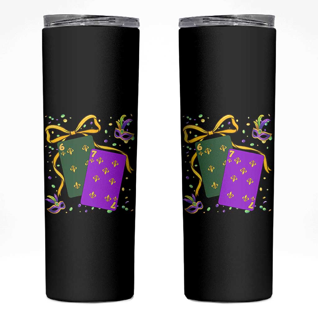 67 Mardi Gras Skinny Tumbler Funny Six Seven Playing Cards Meme