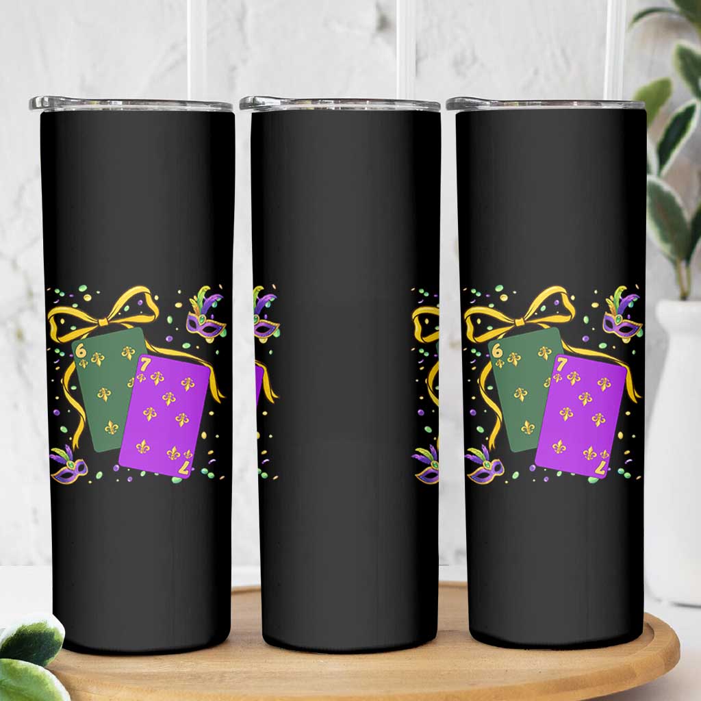 67 Mardi Gras Skinny Tumbler Funny Six Seven Playing Cards Meme