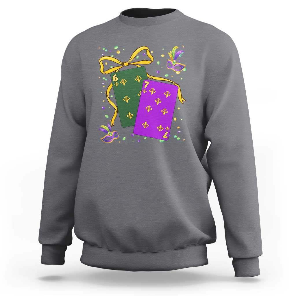67 Mardi Gras Sweatshirt Funny Six Seven Playing Cards Meme