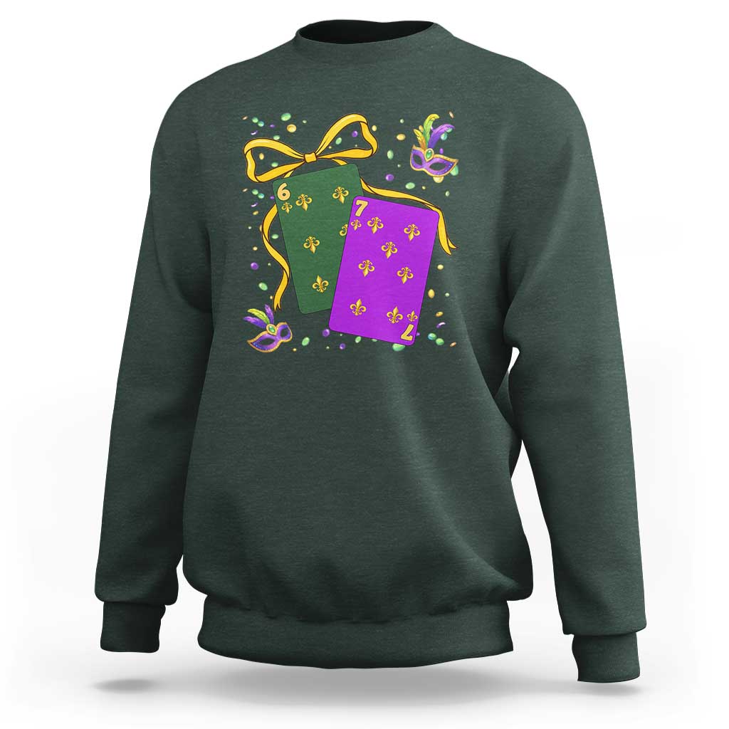 67 Mardi Gras Sweatshirt Funny Six Seven Playing Cards Meme