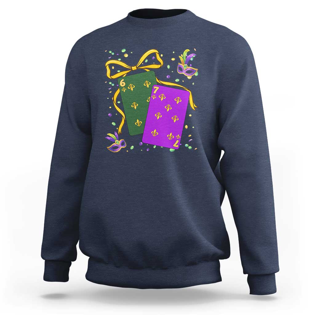 67 Mardi Gras Sweatshirt Funny Six Seven Playing Cards Meme