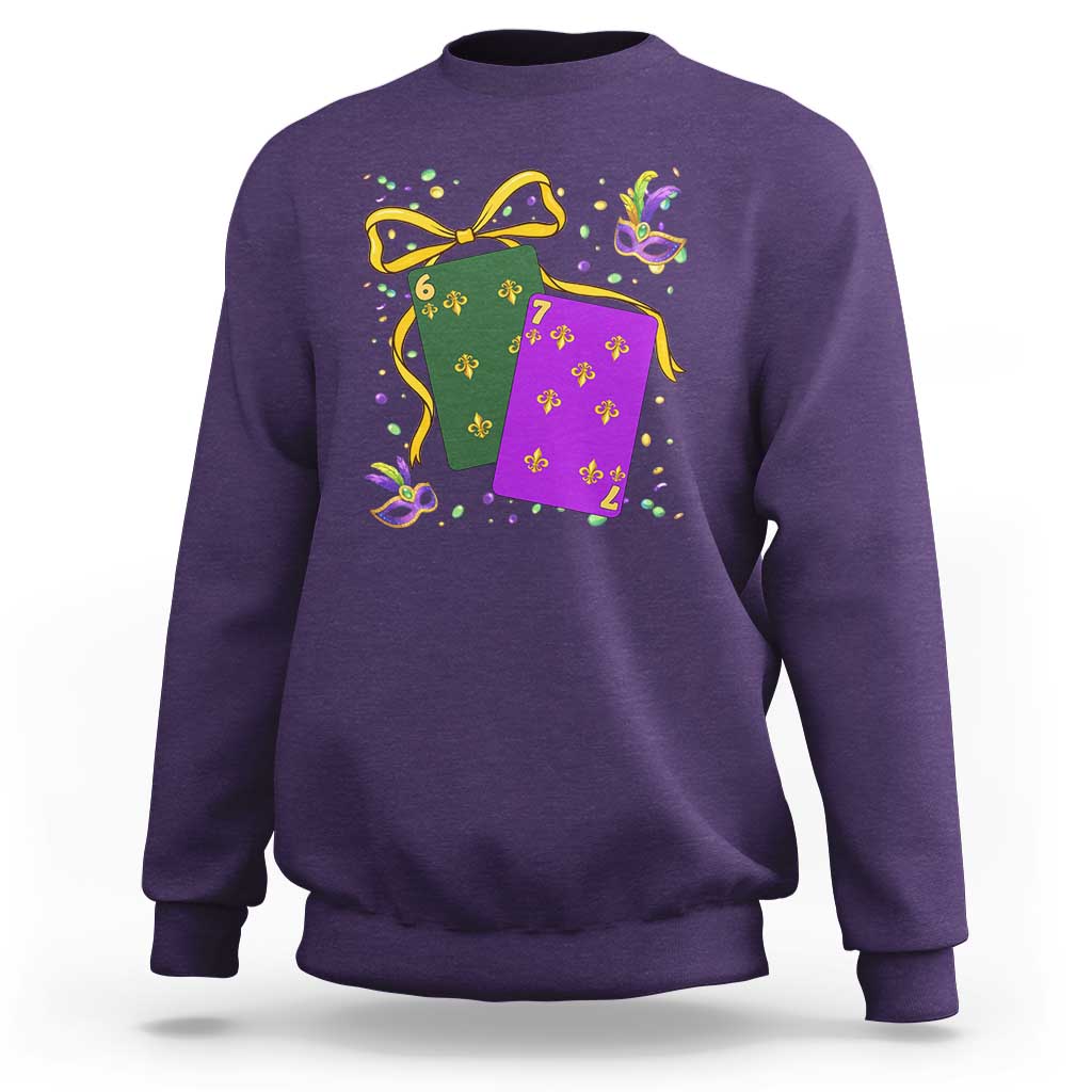 67 Mardi Gras Sweatshirt Funny Six Seven Playing Cards Meme