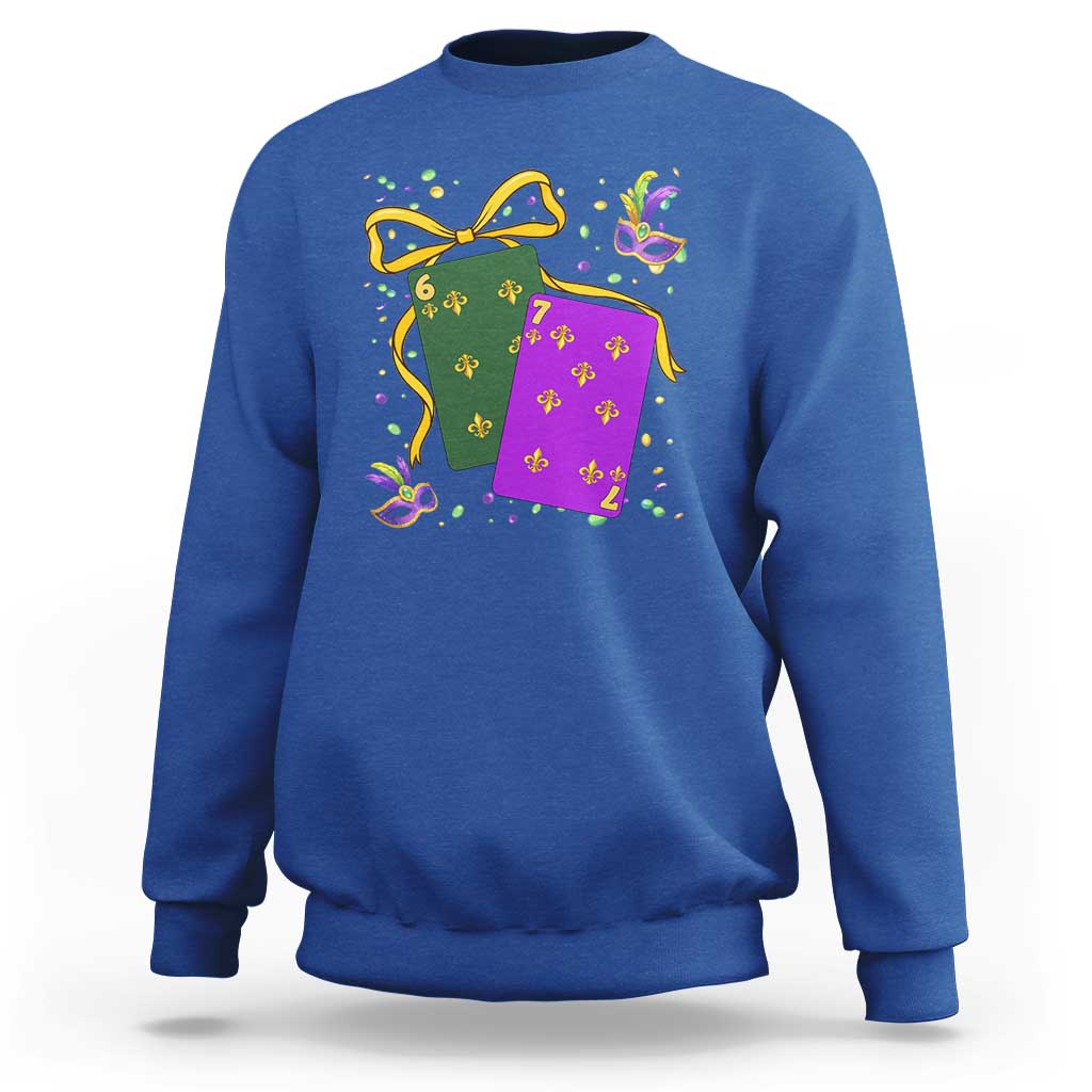 67 Mardi Gras Sweatshirt Funny Six Seven Playing Cards Meme