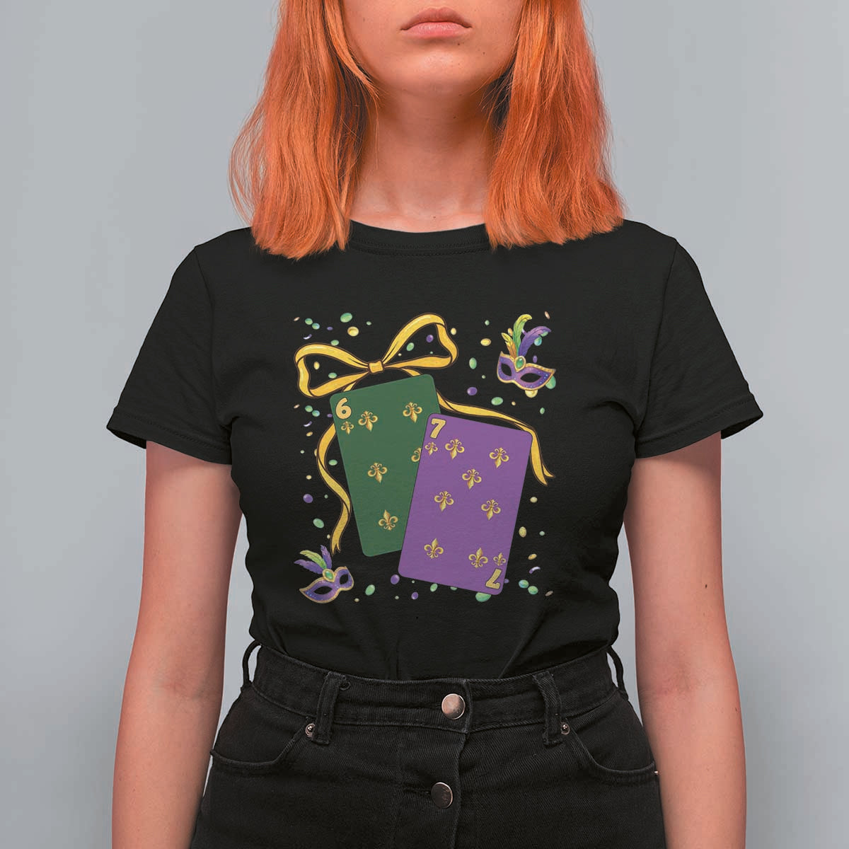 67 Mardi Gras T Shirt For Women Funny Six Seven Playing Cards Meme