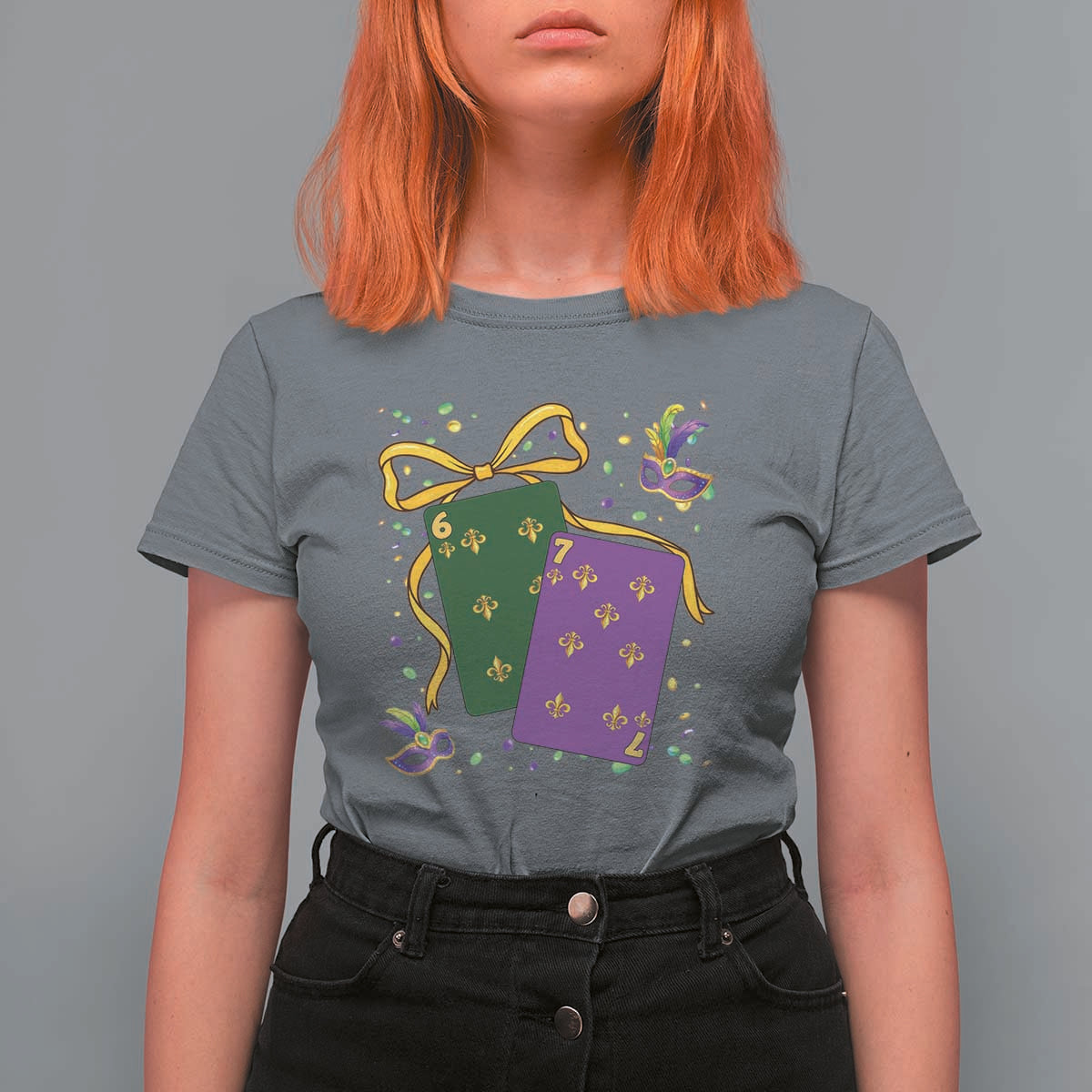 67 Mardi Gras T Shirt For Women Funny Six Seven Playing Cards Meme