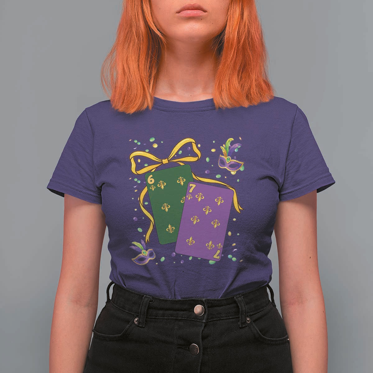 67 Mardi Gras T Shirt For Women Funny Six Seven Playing Cards Meme