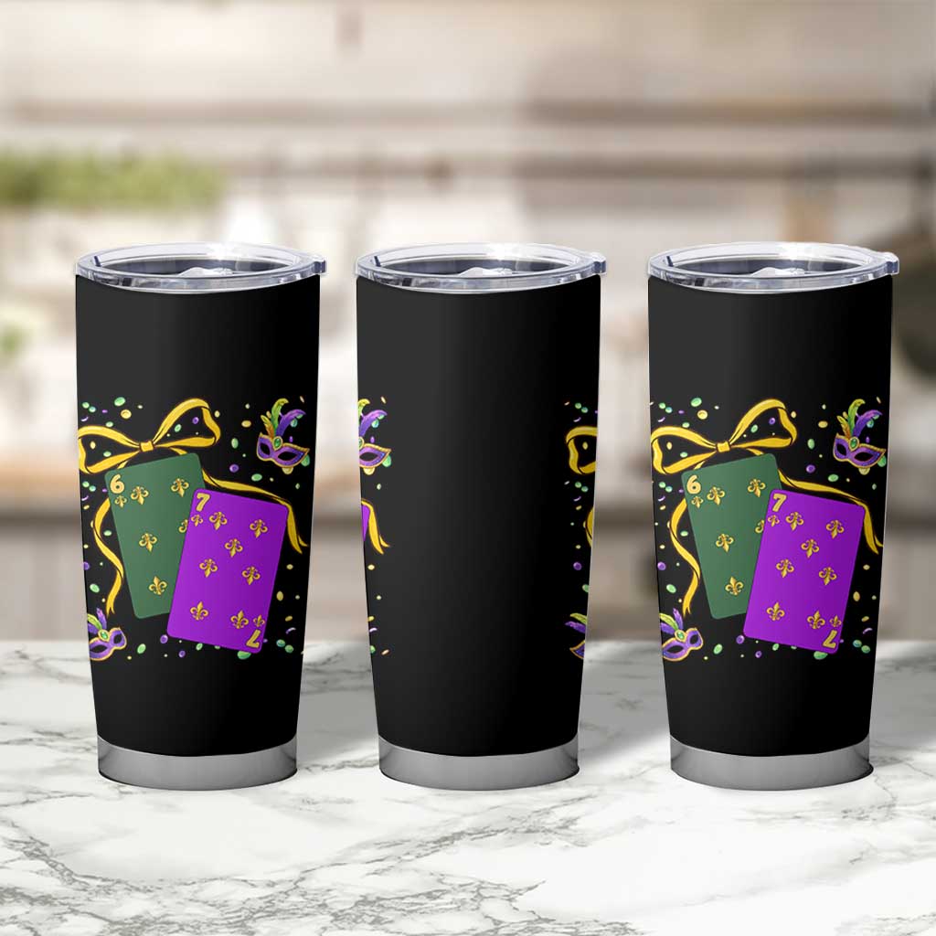 67 Mardi Gras Tumbler Cup Funny Six Seven Playing Cards Meme