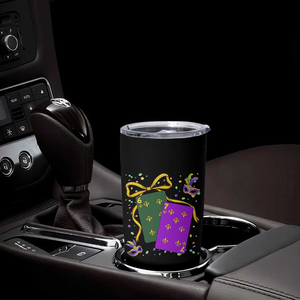 67 Mardi Gras Tumbler Cup Funny Six Seven Playing Cards Meme