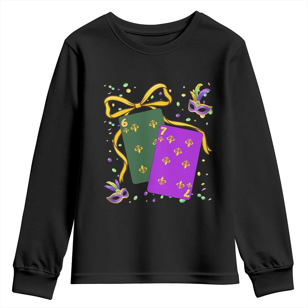 67 Mardi Gras Youth Sweatshirt Funny Six Seven Playing Cards Meme