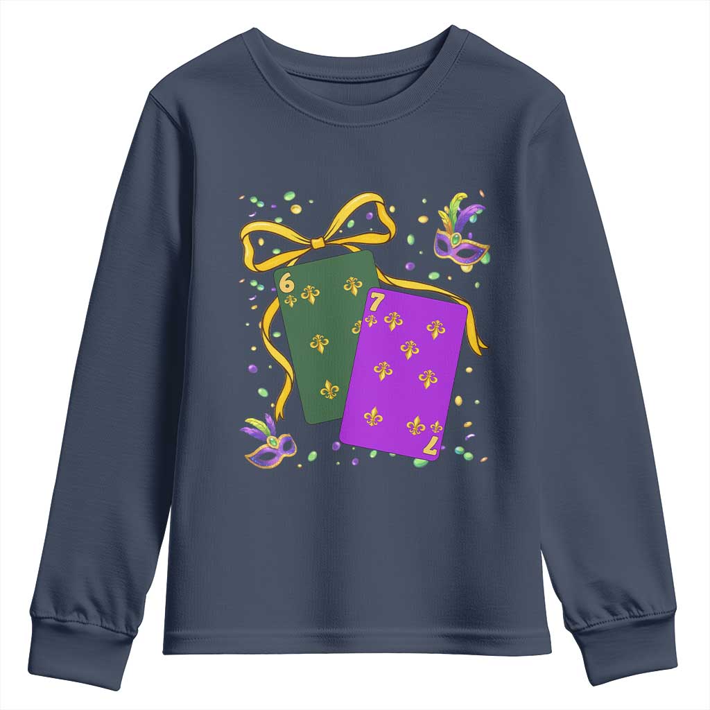 67 Mardi Gras Youth Sweatshirt Funny Six Seven Playing Cards Meme
