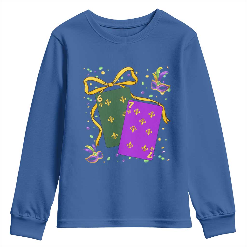 67 Mardi Gras Youth Sweatshirt Funny Six Seven Playing Cards Meme