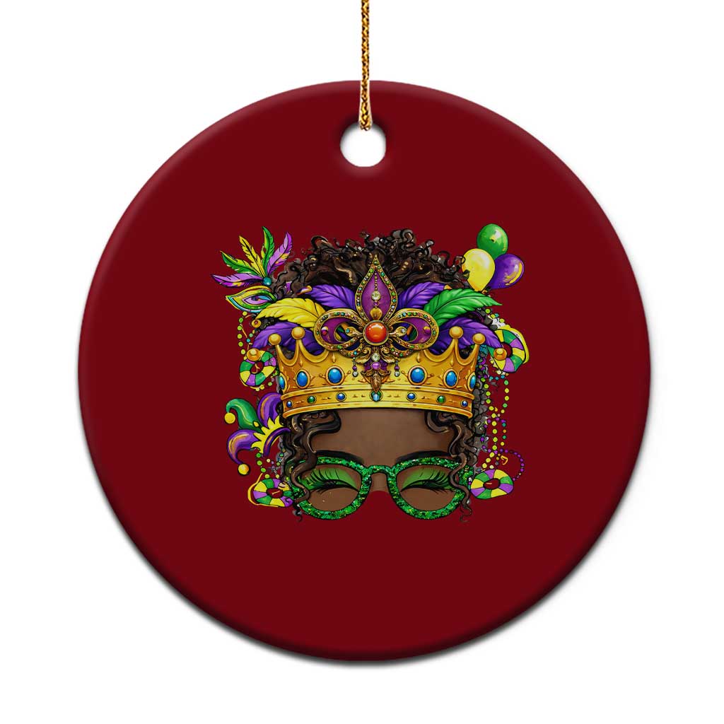 Mardi Gras Queen Ceramic Ornament Messy Pun Carnival Party