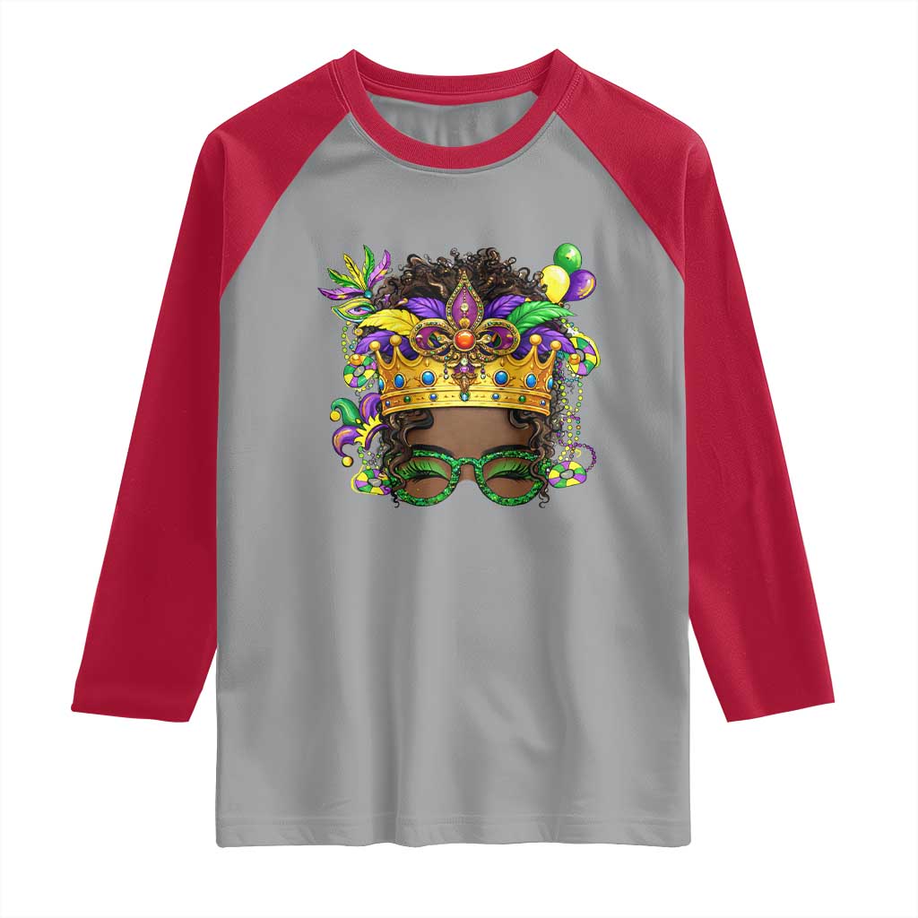 Mardi Gras Queen Raglan Shirt Messy Pun Carnival Party