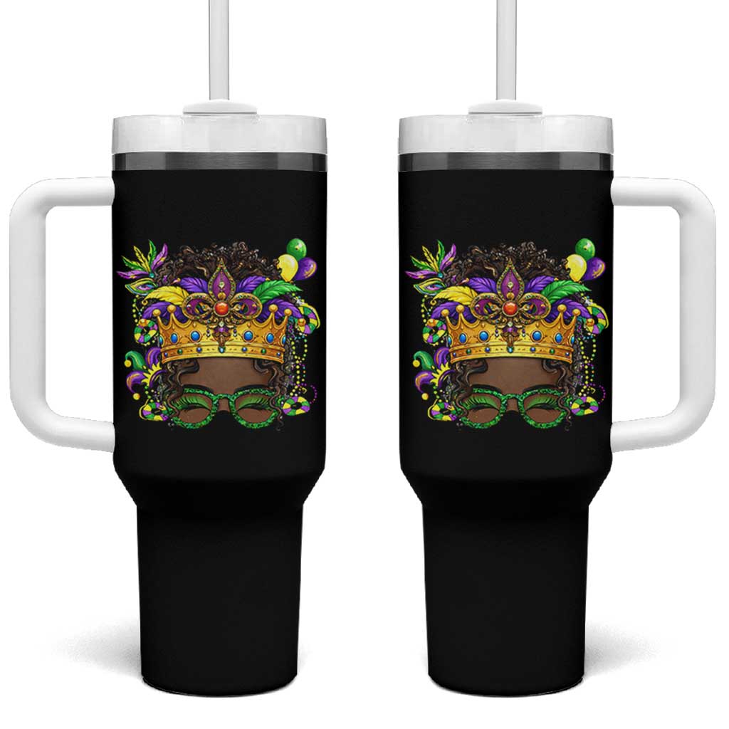 Mardi Gras Queen Tumbler With Handle Messy Pun Carnival Party