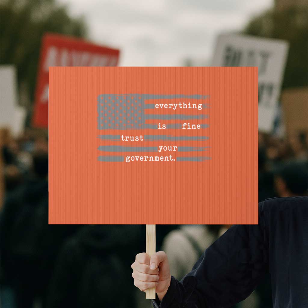 Everything is Fine Trust Your Government Protest Sign Funny Political Sarcastic American Flag