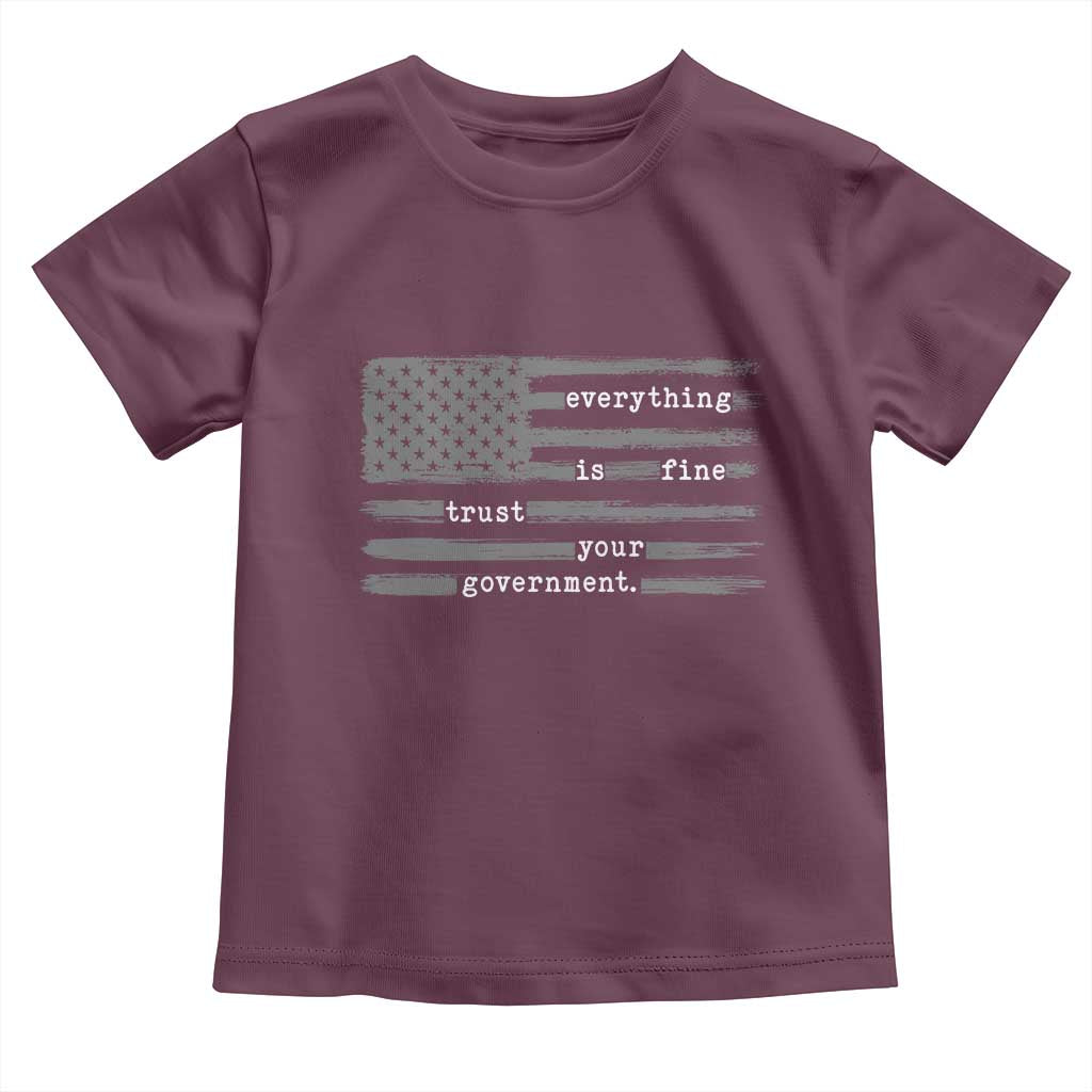 Everything is Fine Trust Your Government Toddler T Shirt Funny Political Sarcastic American Flag