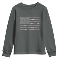 Everything is Fine Trust Your Government Youth Sweatshirt Funny Political Sarcastic American Flag