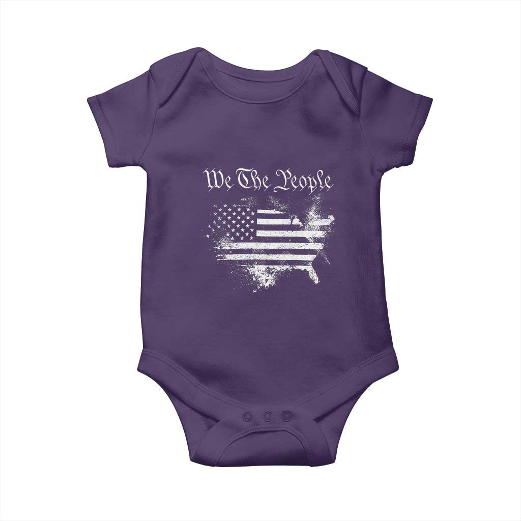 We The People Baby Onesie Vintage Grunge American Flag 4th of July 1776