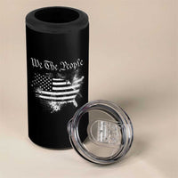 We The People 4 in 1 Can Cooler Tumbler Vintage Grunge American Flag 4th of July 1776