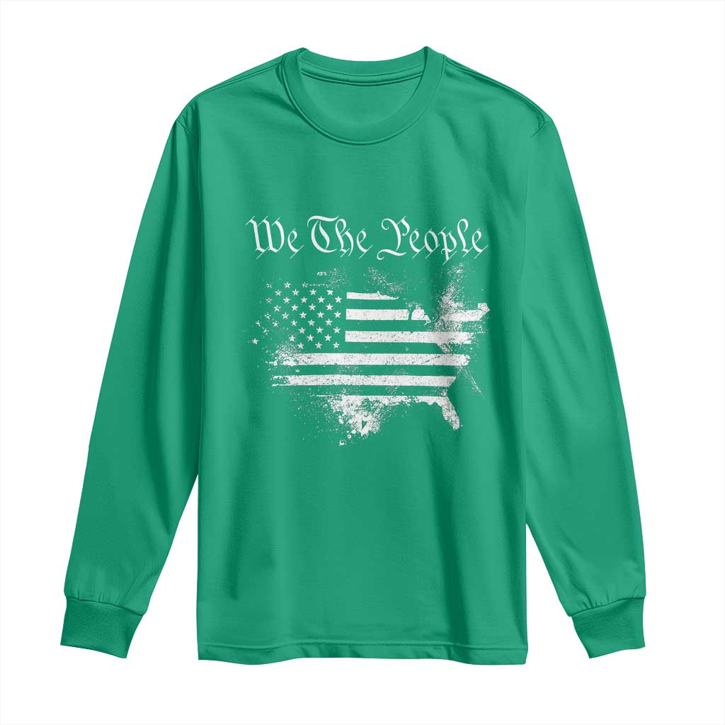 We The People Long Sleeve Shirt Vintage Grunge American Flag 4th of July 1776