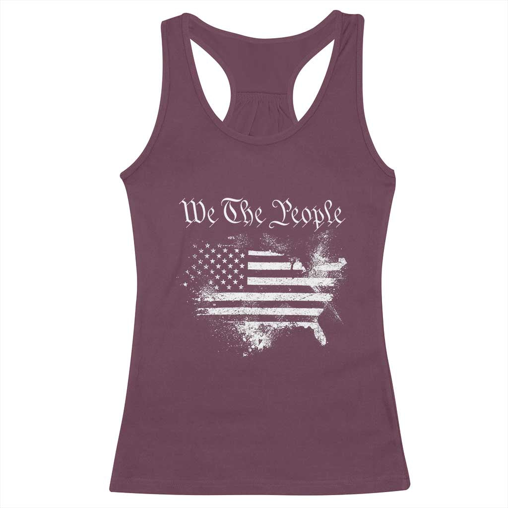 We The People Racerback Tank Top Vintage Grunge American Flag 4th of July 1776