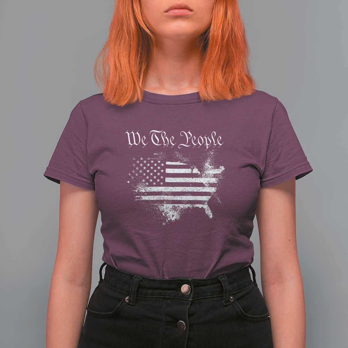We The People T Shirt For Women Vintage Grunge American Flag 4th of July 1776
