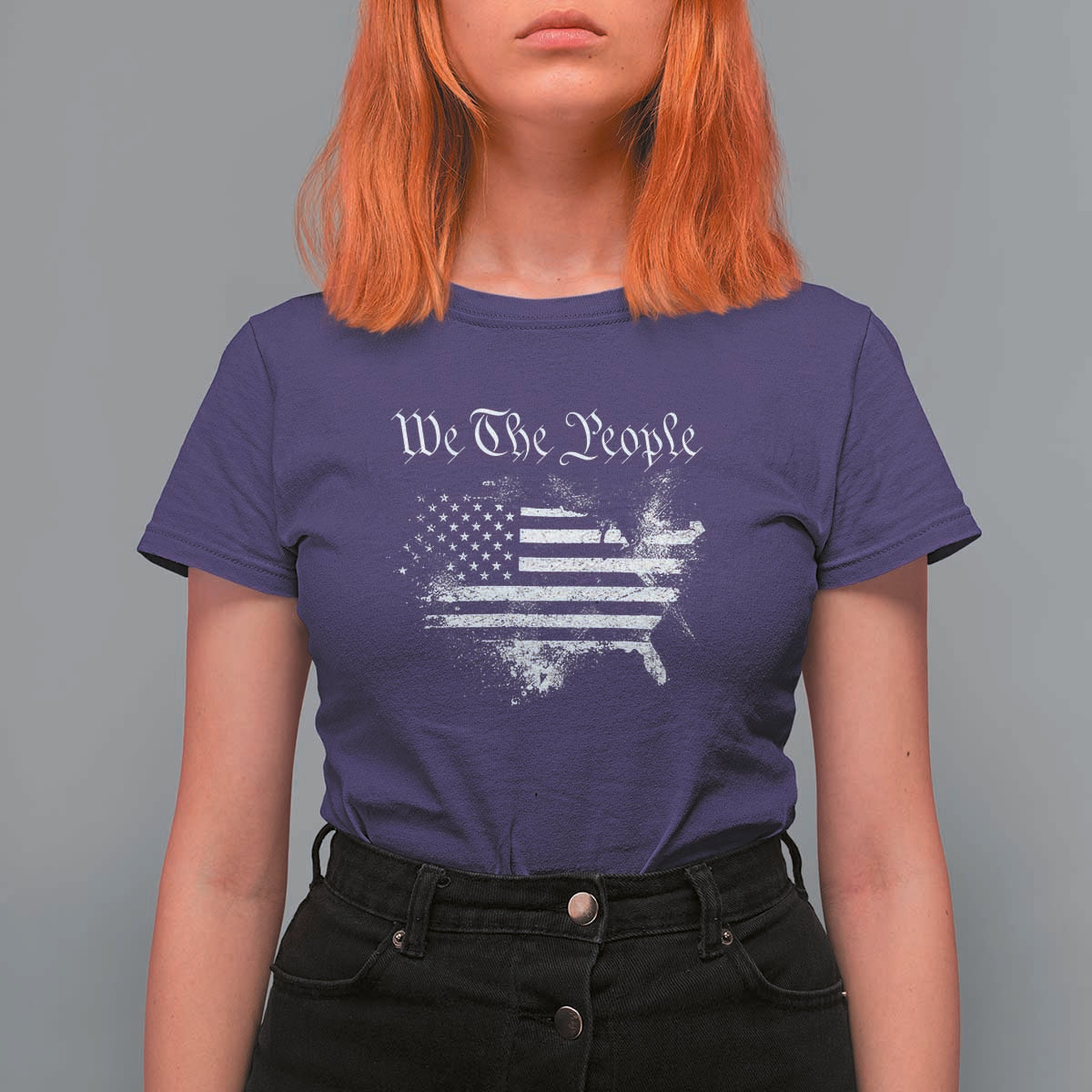We The People T Shirt For Women Vintage Grunge American Flag 4th of July 1776