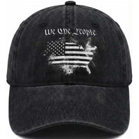 We The People Washed Cotton Baseball Cap Vintage Grunge American Flag 4th of July 1776