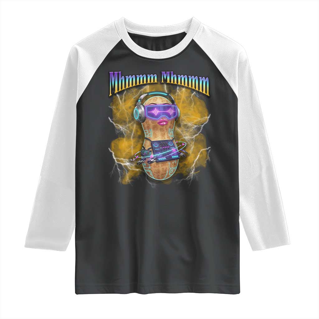 Funny Burnt Peanut Goop Raglan Shirt DJ Music Meme