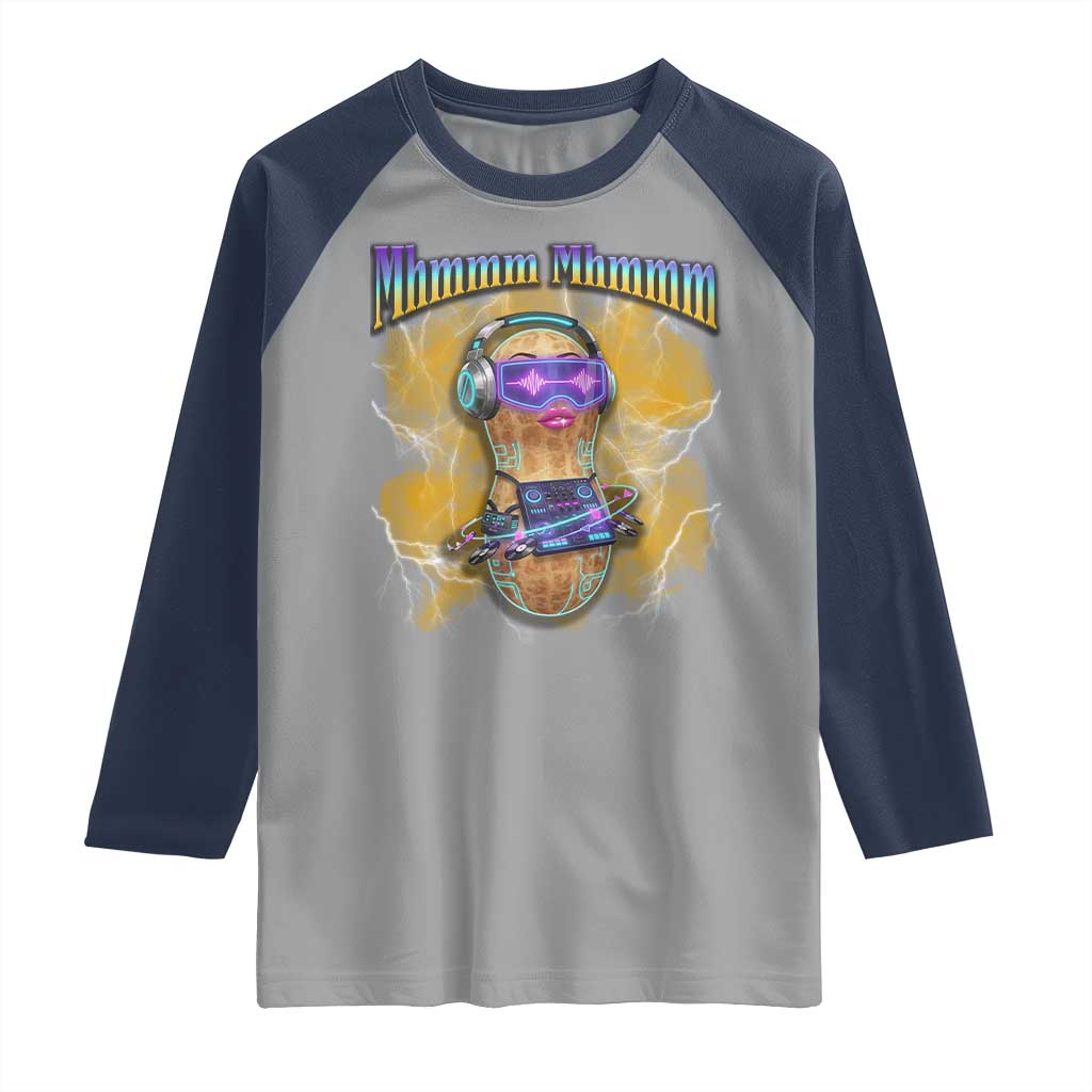 Funny Burnt Peanut Goop Raglan Shirt DJ Music Meme