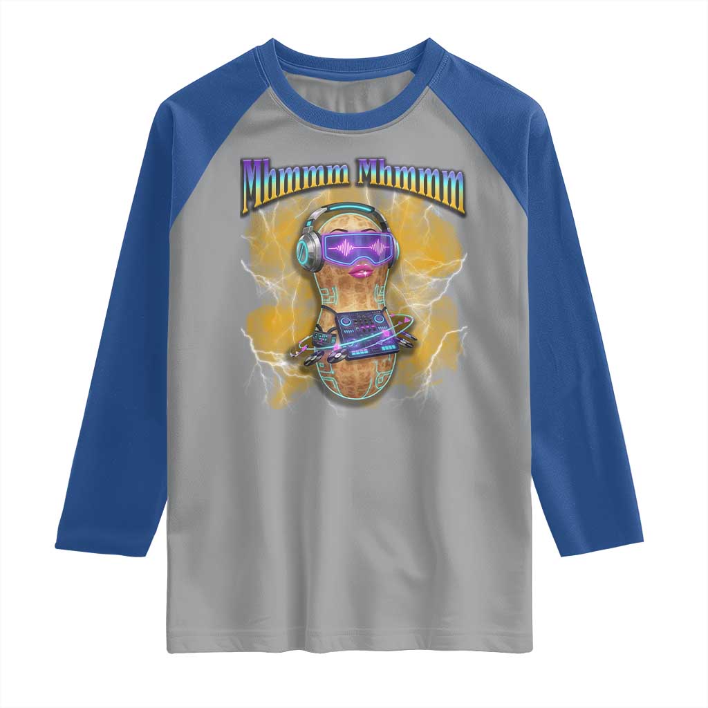 Funny Burnt Peanut Goop Raglan Shirt DJ Music Meme