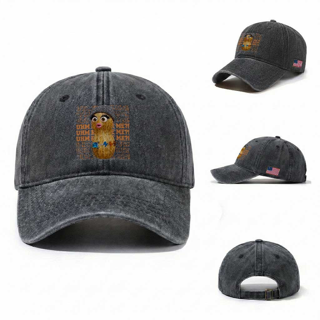 Funny Burnt Peanut Goop Washed Cotton Baseball Cap Uhm Excuse Me