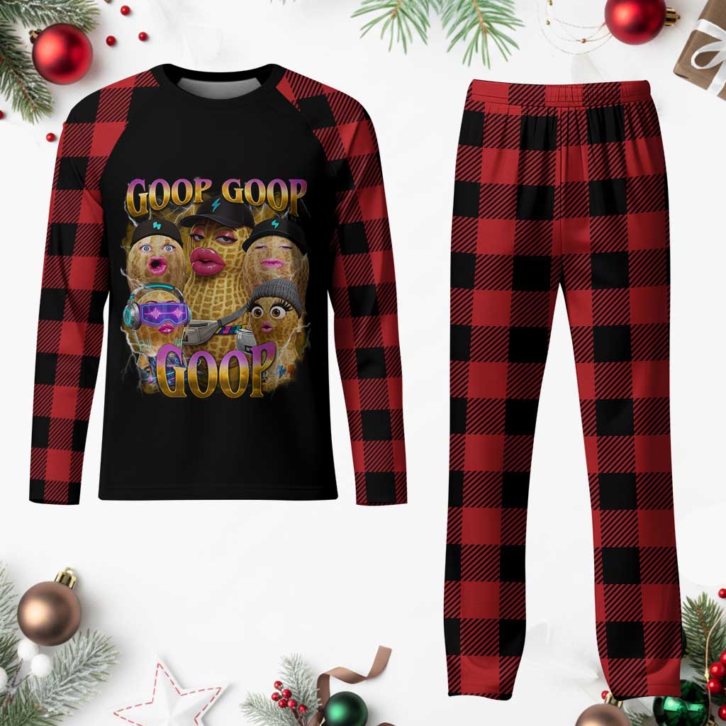 Funny Burnt Peanut Goop Plaid Pajama Set Bungulato 90s Bootleg Meme Trendy