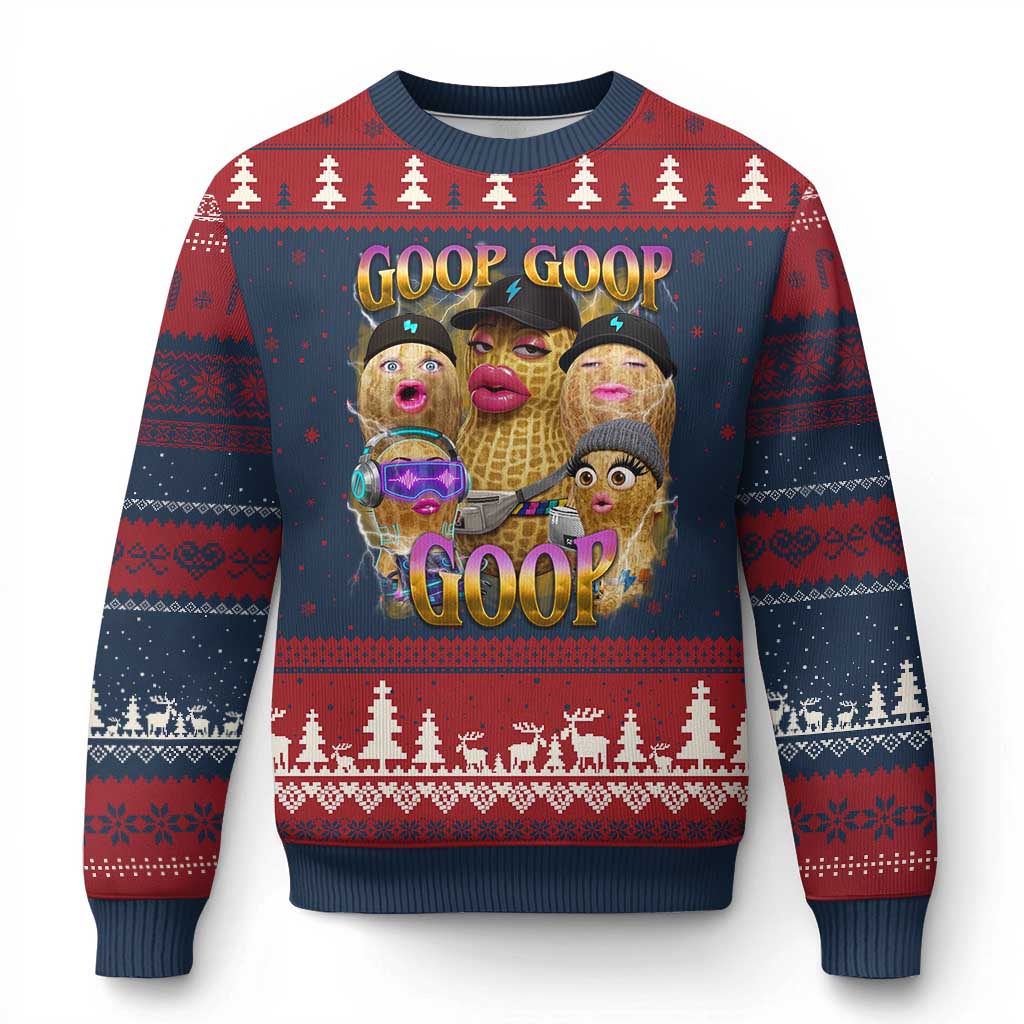 Funny Burnt Peanut Goop Ugly Christmas Sweater Bungulato 90s Bootleg Meme Trendy