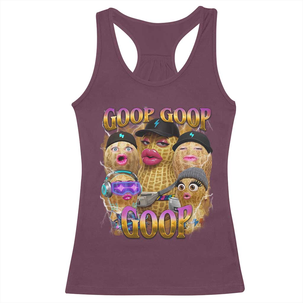 Funny Burnt Peanut Goop Racerback Tank Top Bungulato 90s Bootleg Meme Trendy