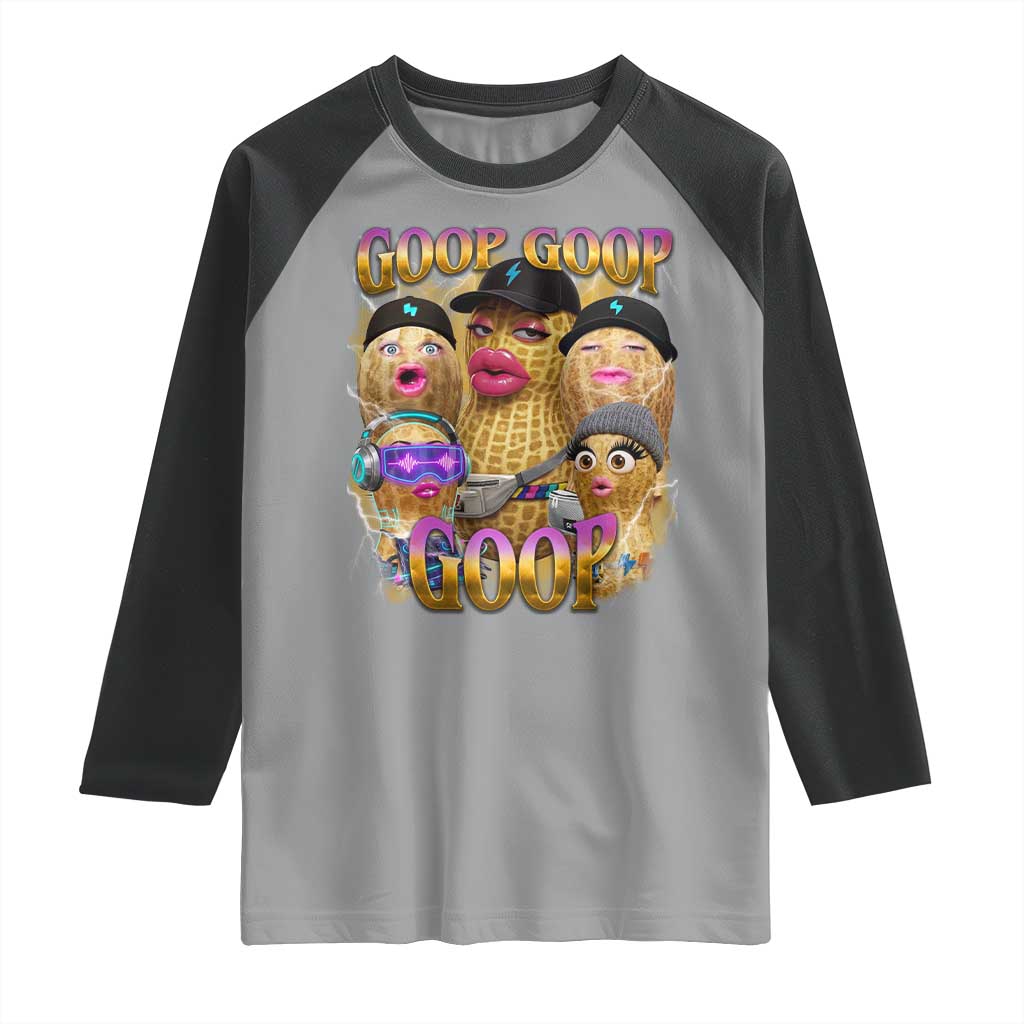 Funny Burnt Peanut Goop Raglan Shirt Bungulato 90s Bootleg Meme Trendy