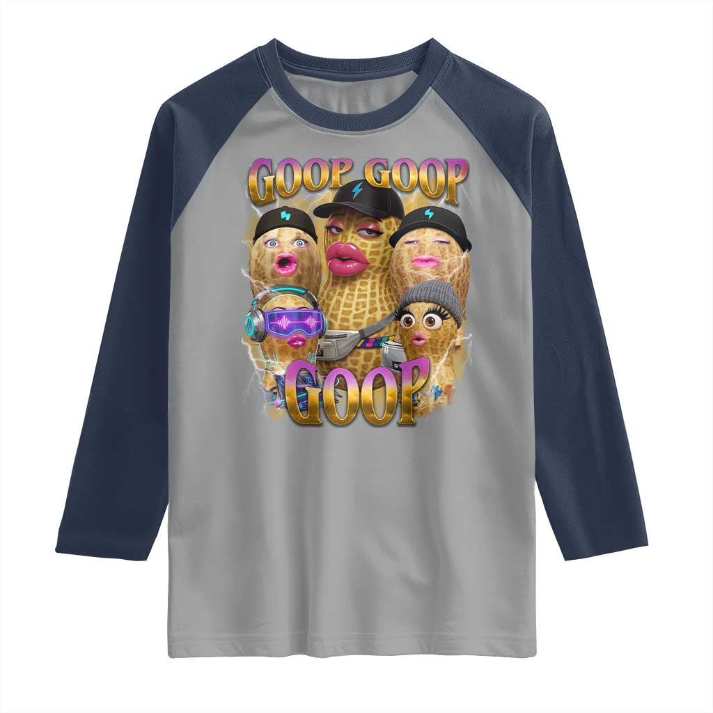 Funny Burnt Peanut Goop Raglan Shirt Bungulato 90s Bootleg Meme Trendy