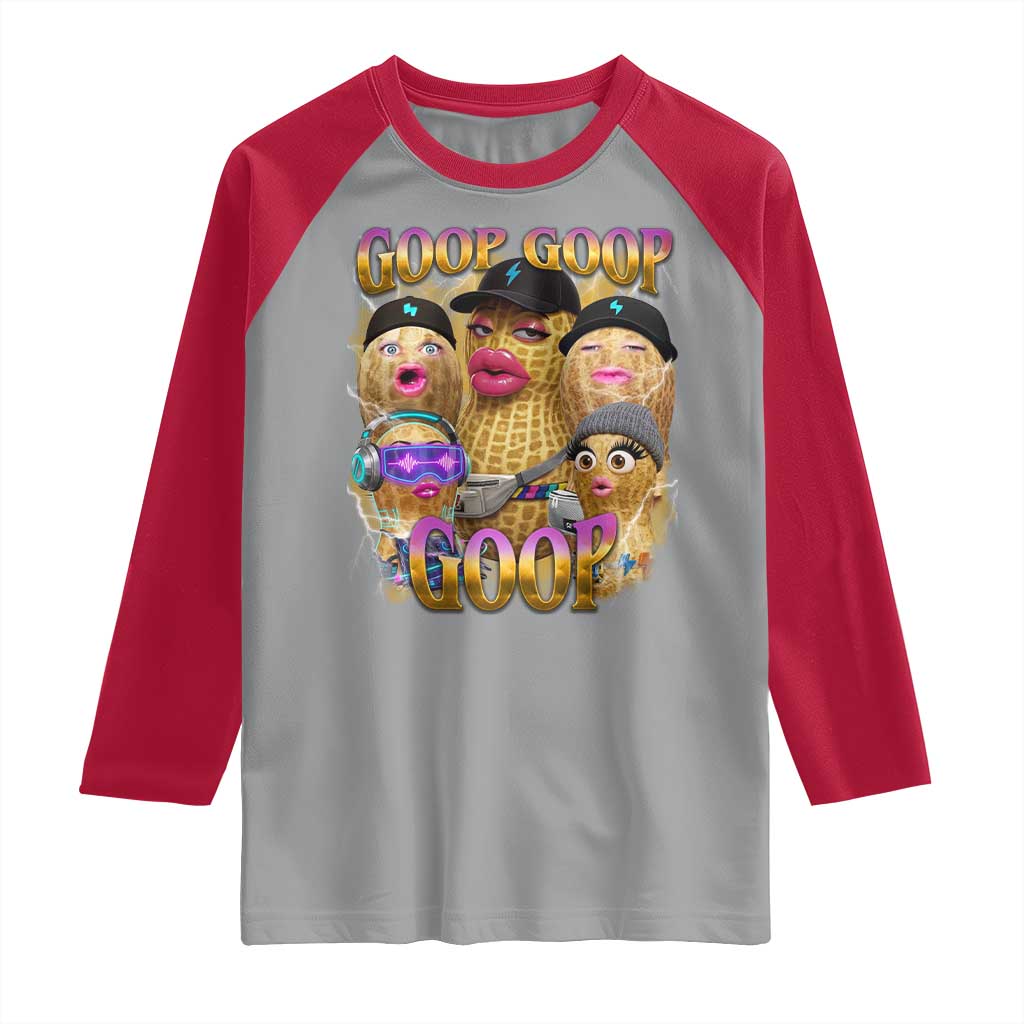 Funny Burnt Peanut Goop Raglan Shirt Bungulato 90s Bootleg Meme Trendy