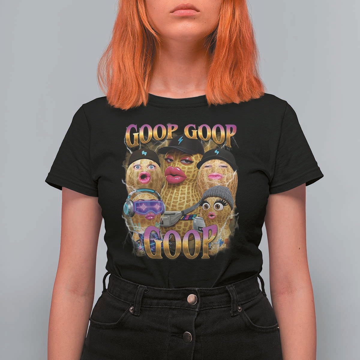 Funny Burnt Peanut Goop T Shirt For Women Bungulato 90s Bootleg Meme Trendy