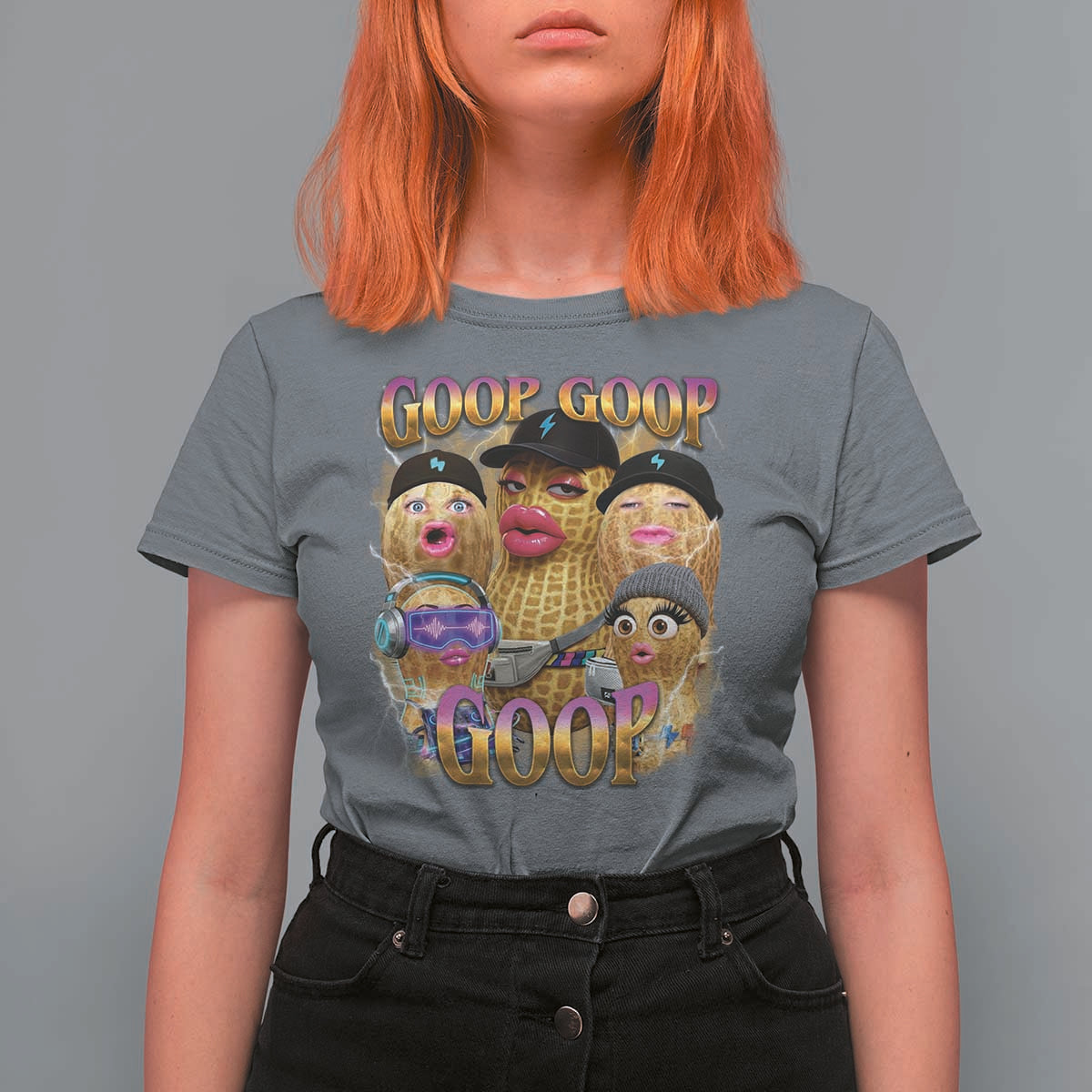 Funny Burnt Peanut Goop T Shirt For Women Bungulato 90s Bootleg Meme Trendy