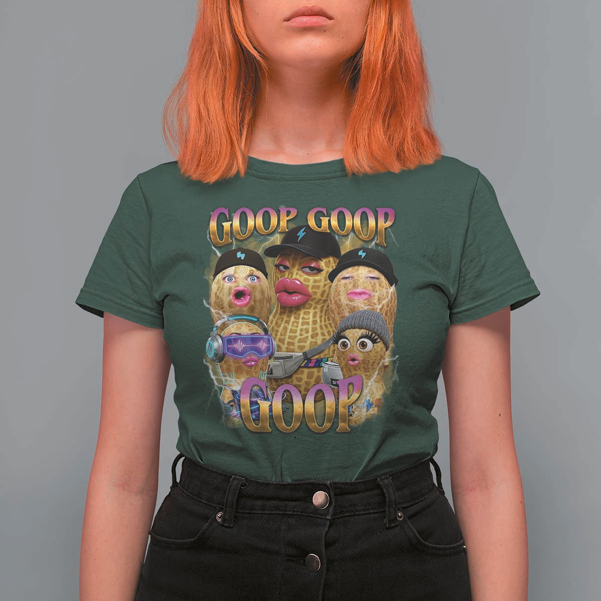 Funny Burnt Peanut Goop T Shirt For Women Bungulato 90s Bootleg Meme Trendy