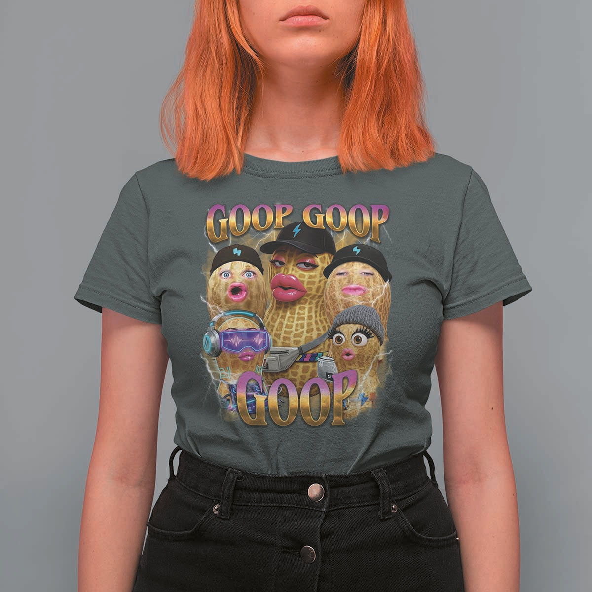 Funny Burnt Peanut Goop T Shirt For Women Bungulato 90s Bootleg Meme Trendy