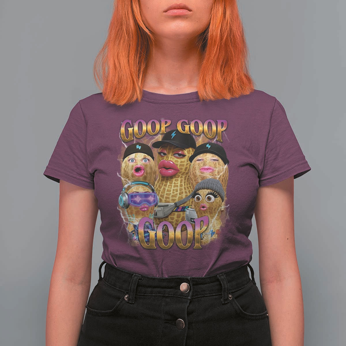 Funny Burnt Peanut Goop T Shirt For Women Bungulato 90s Bootleg Meme Trendy