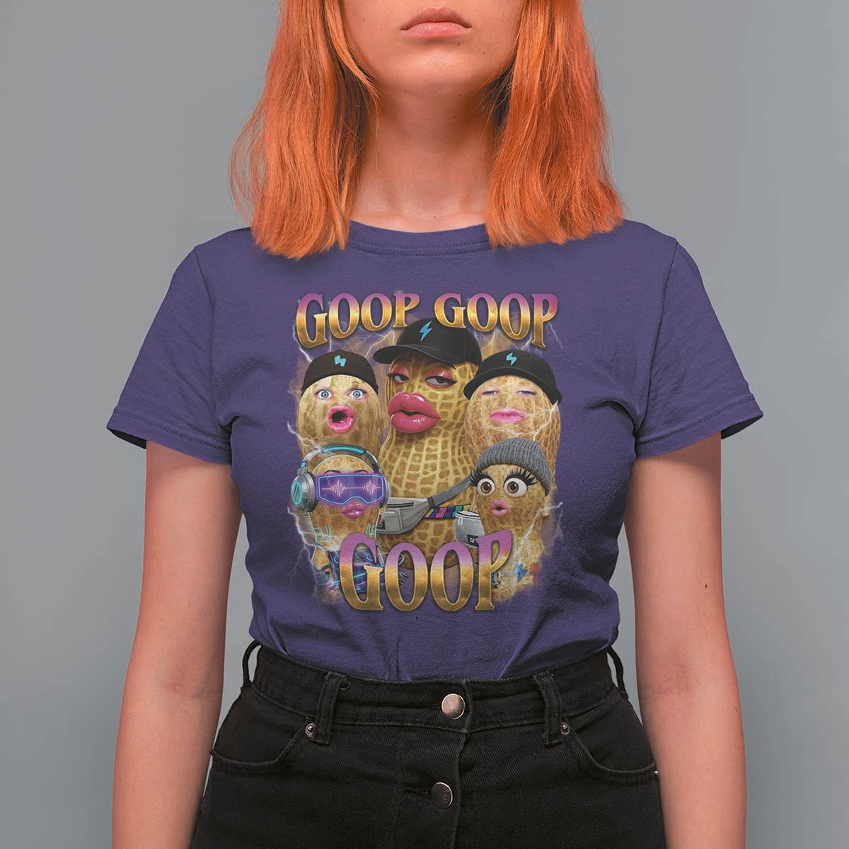 Funny Burnt Peanut Goop T Shirt For Women Bungulato 90s Bootleg Meme Trendy