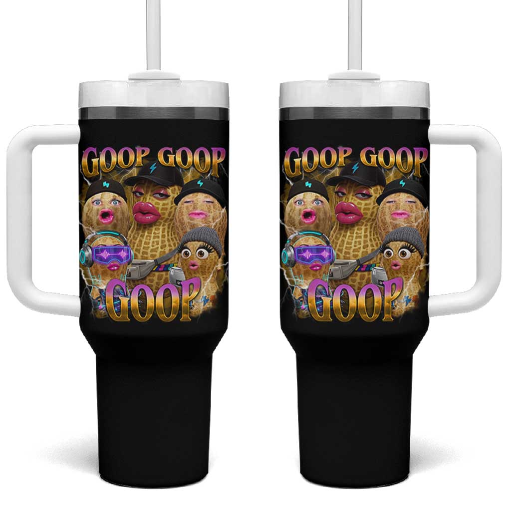 Funny Burnt Peanut Goop Tumbler With Handle Bungulato 90s Bootleg Meme Trendy