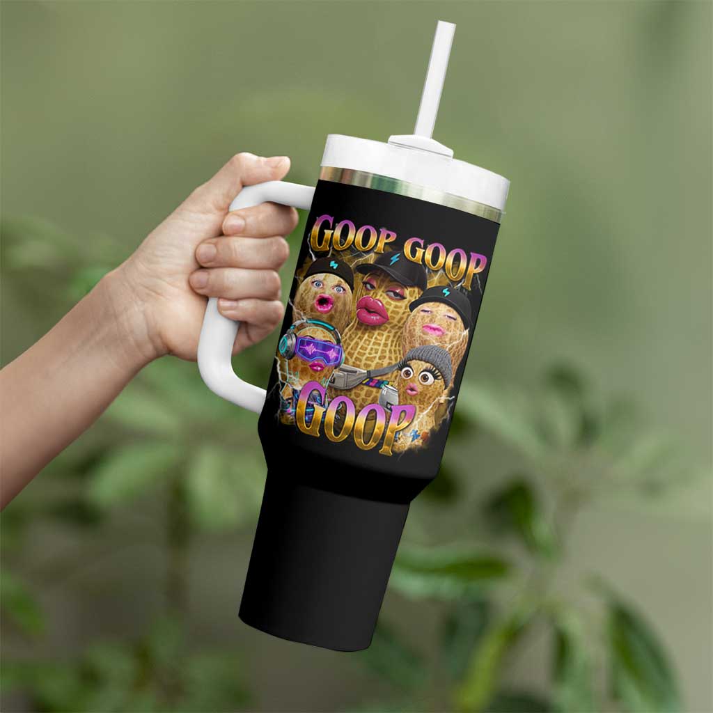 Funny Burnt Peanut Goop Tumbler With Handle Bungulato 90s Bootleg Meme Trendy