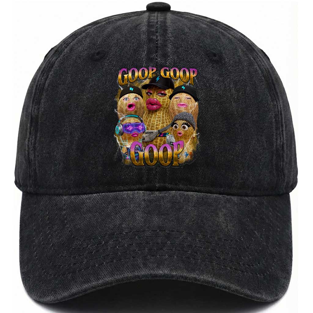 Funny Burnt Peanut Goop Washed Cotton Baseball Cap Bungulato 90s Bootleg Meme Trendy