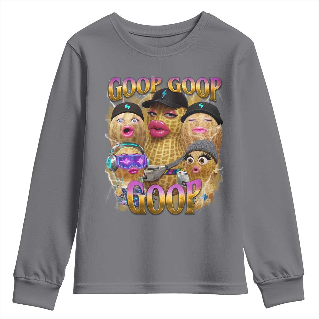 Funny Burnt Peanut Goop Youth Sweatshirt Bungulato 90s Bootleg Meme Trendy