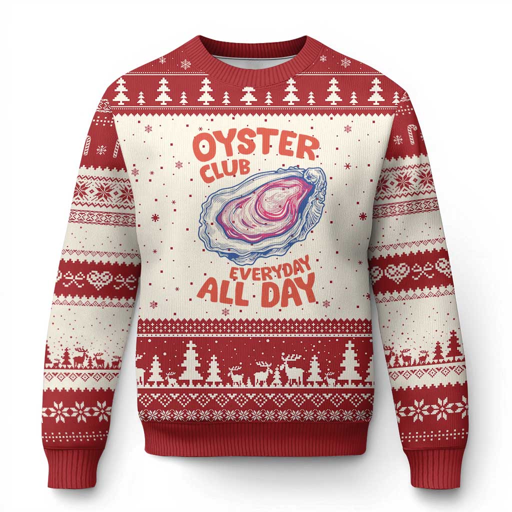 Oyster Club Ugly Christmas Sweater Retro Summer Beach Vacation Gift