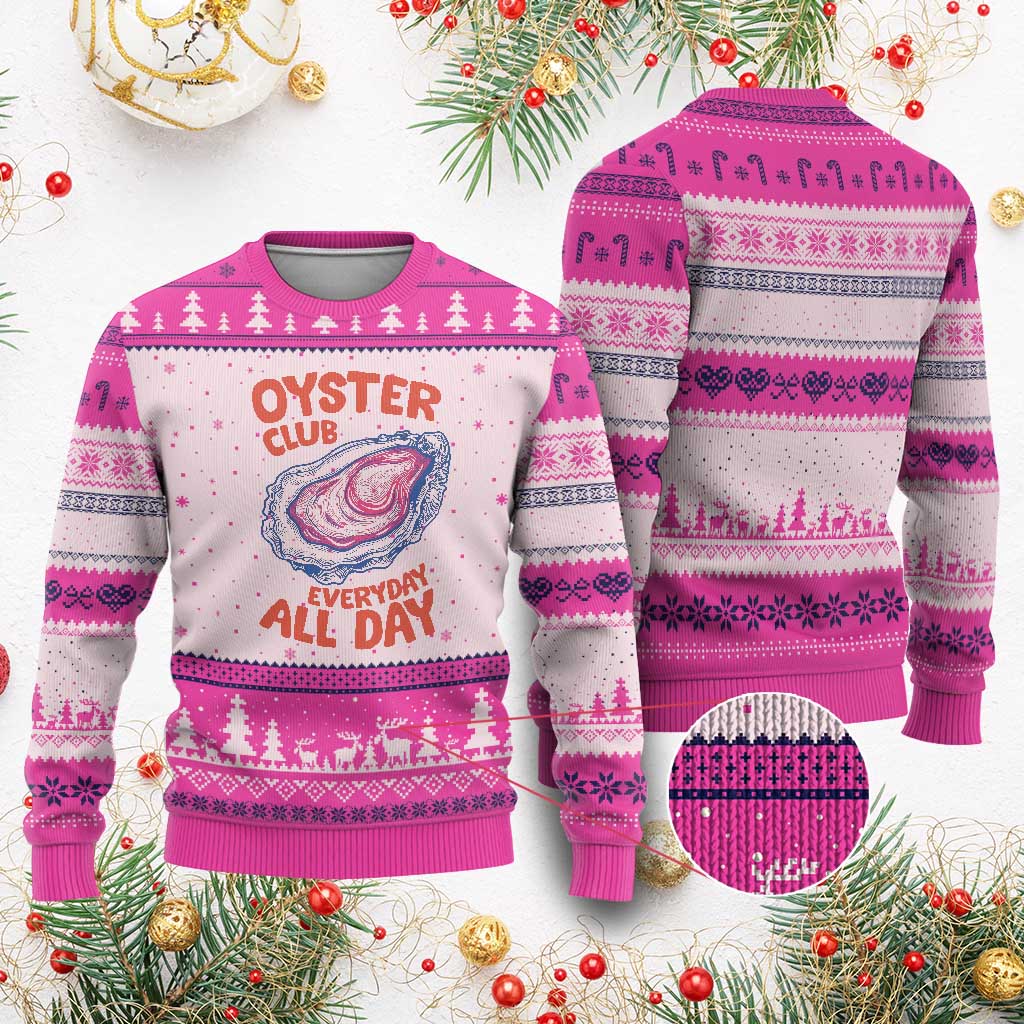 Oyster Club Ugly Christmas Sweater Retro Summer Beach Vacation Gift